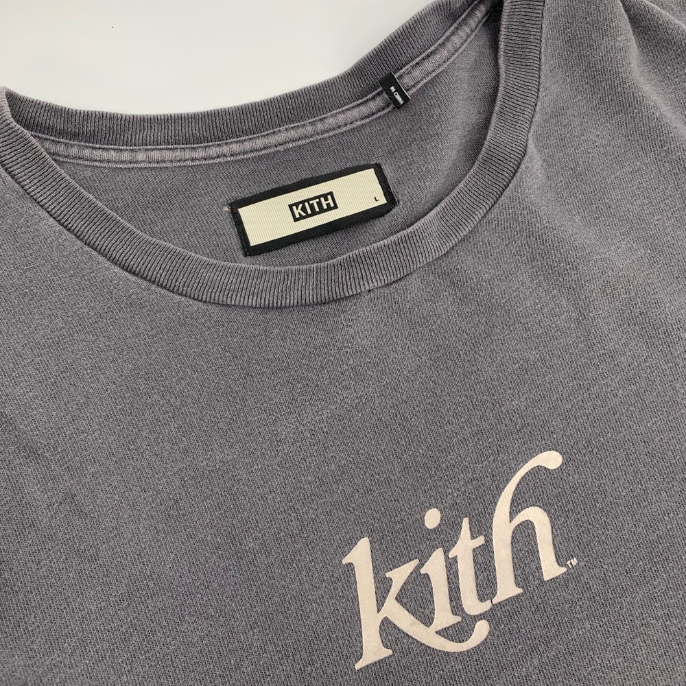 KITH Pigment Dyed Swash Logo Tee, Shark - Sz L - Picture 6 of 16